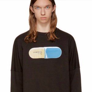 NWT DIESEL Pill Logo Crew Sweatshirt BLCK Size M